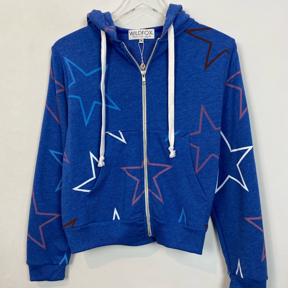 Wildfox Regan Starlight Zip Hoodie Blue Small NWT - Picture 4 of 8